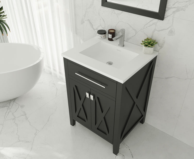Laviva 313YG319-24E-MW Wimbledon 24" Espresso Bathroom Vanity with Matte White VIVA Stone Solid Surface Countertop