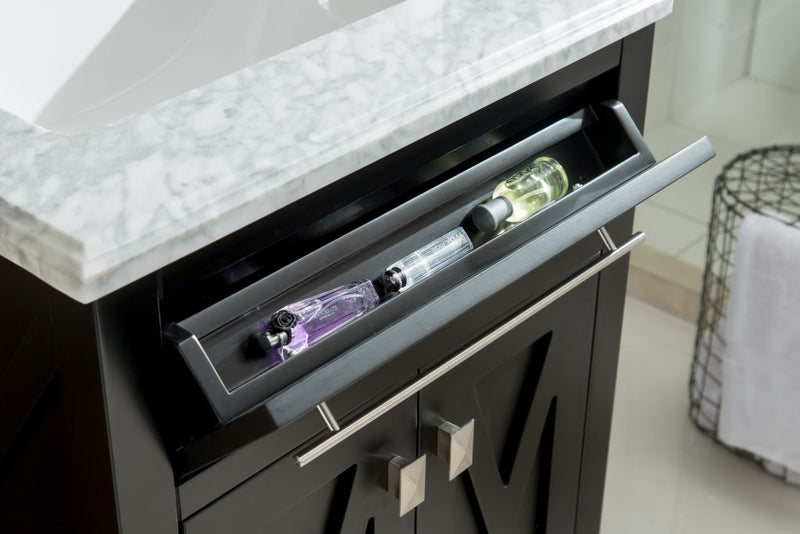 Laviva 313YG319-24E-MW Wimbledon 24" Espresso Bathroom Vanity with Matte White VIVA Stone Solid Surface Countertop