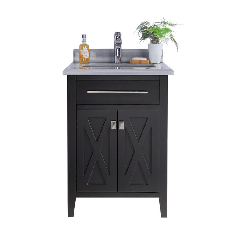 Laviva 313YG319-24E-WS Wimbledon 24" Espresso Bathroom Vanity with White Stripes Marble Countertop