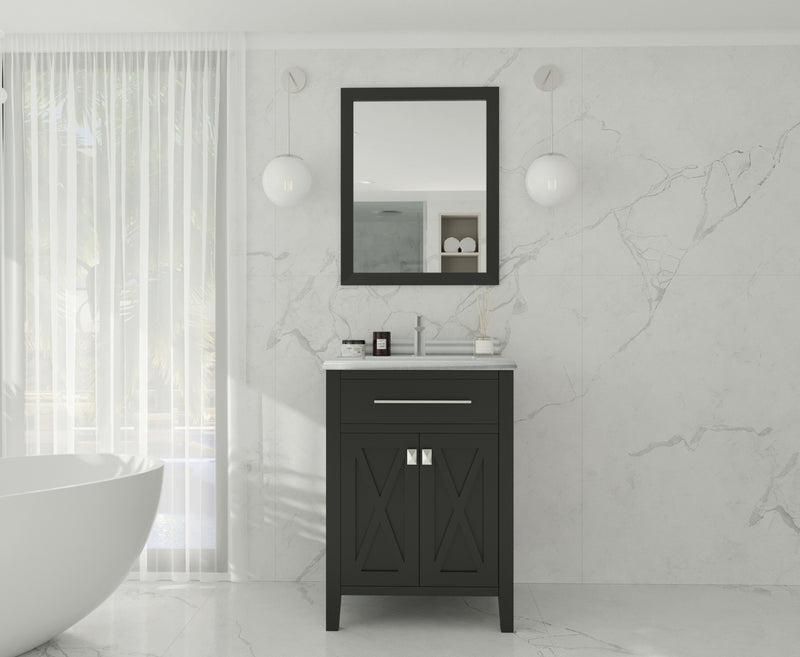 Laviva 313YG319-24E-WS Wimbledon 24" Espresso Bathroom Vanity with White Stripes Marble Countertop - view 2