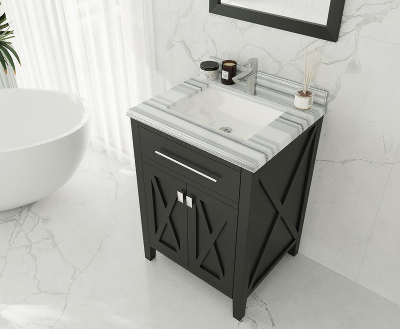 Laviva 313YG319-24E-WS Wimbledon 24" Espresso Bathroom Vanity with White Stripes Marble Countertop - view 3