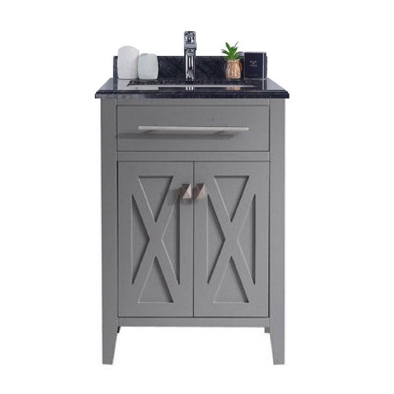 Laviva 313YG319-24G-BW Wimbledon 24" Grey Bathroom Vanity with Black Wood Marble Countertop