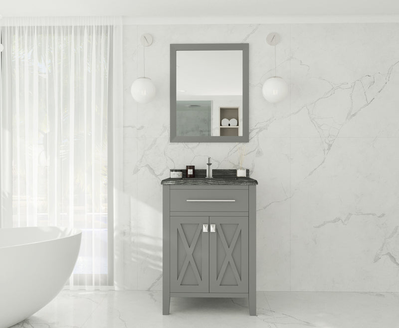 Laviva 313YG319-24G-BW Wimbledon 24" Grey Bathroom Vanity with Black Wood Marble Countertop