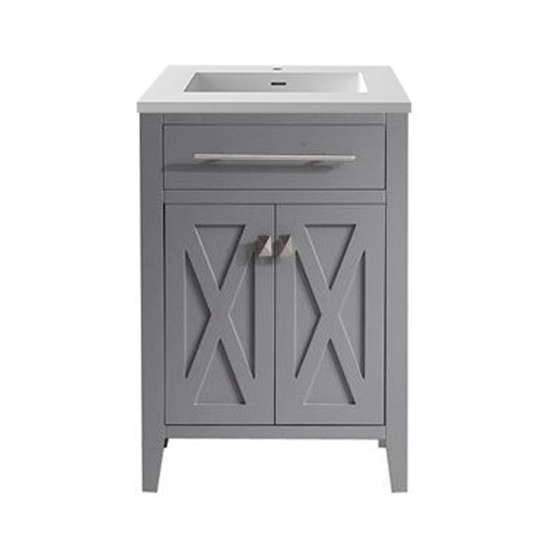 Laviva 313YG319-24G-MW Wimbledon 24" Grey Bathroom Vanity with Matte White VIVA Stone Solid Surface Countertop