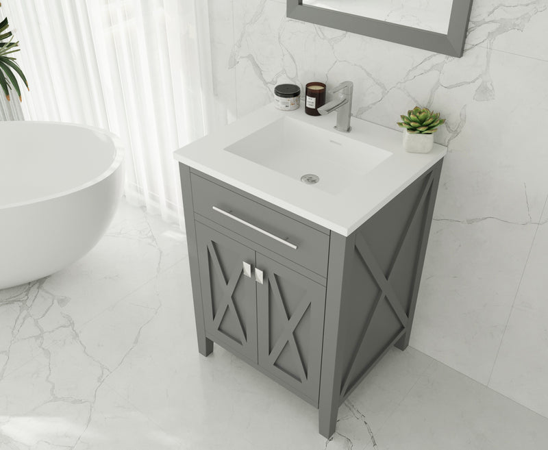 Laviva 313YG319-24G-MW Wimbledon 24" Grey Bathroom Vanity with Matte White VIVA Stone Solid Surface Countertop