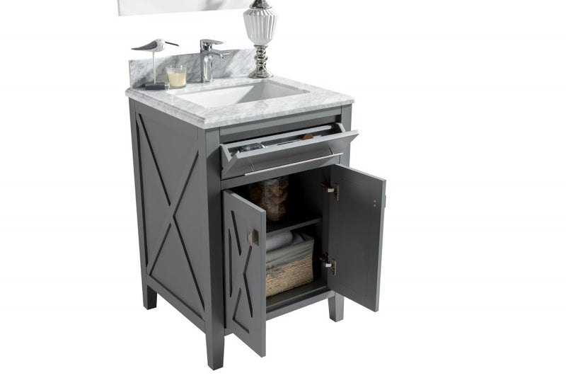 Laviva 313YG319-24G-MW Wimbledon 24" Grey Bathroom Vanity with Matte White VIVA Stone Solid Surface Countertop