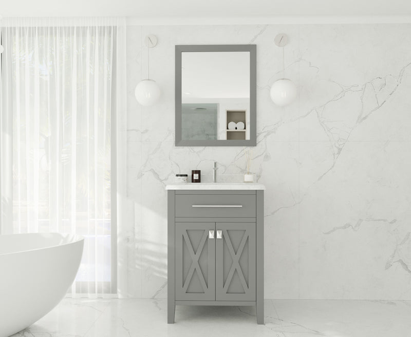 Laviva 313YG319-24G-WC Wimbledon 24" Grey Bathroom Vanity with White Carrara Marble Countertop