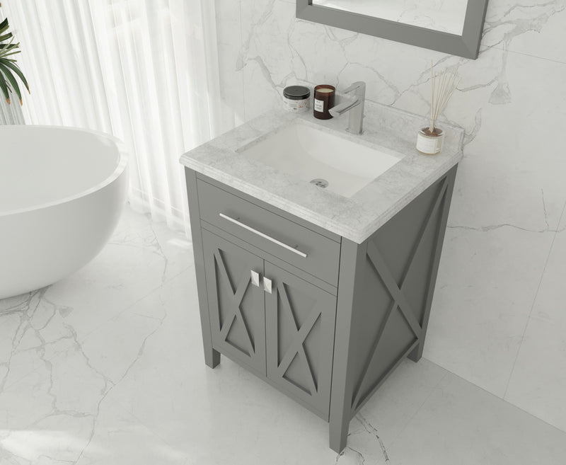 Laviva 313YG319-24G-WC Wimbledon 24" Grey Bathroom Vanity with White Carrara Marble Countertop