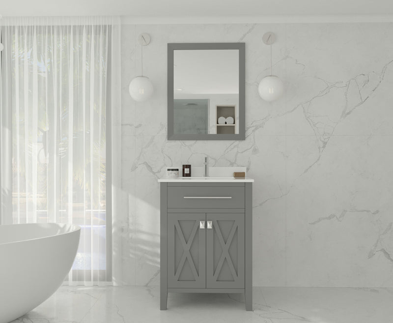 Laviva 313YG319-24G-WQ Wimbledon 24" Grey Bathroom Vanity with White Quartz Countertop