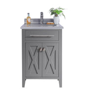 Laviva 313YG319-24G-WS Wimbledon 24" Grey Bathroom Vanity with White Stripes Marble Countertop