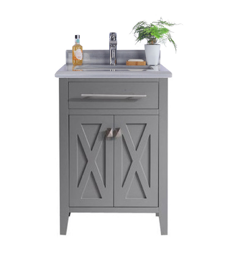 Laviva 313YG319-24G-WS Wimbledon 24" Grey Bathroom Vanity with White Stripes Marble Countertop