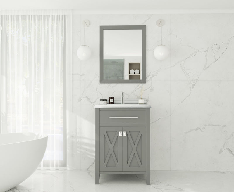 Laviva 313YG319-24G-WS Wimbledon 24" Grey Bathroom Vanity with White Stripes Marble Countertop - view 2