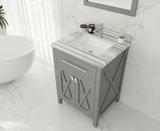 Laviva 313YG319-24G-WS Wimbledon 24" Grey Bathroom Vanity with White Stripes Marble Countertop - view 3