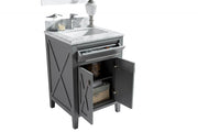 Laviva 313YG319-24G-WS Wimbledon 24" Grey Bathroom Vanity with White Stripes Marble Countertop - view 7