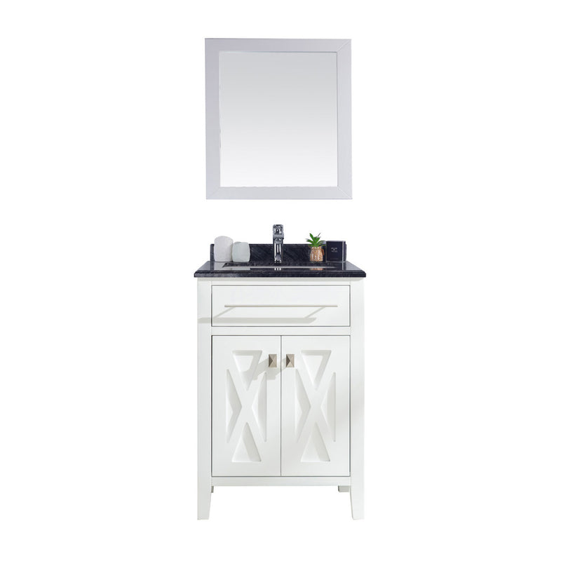 Laviva 313YG319-24W-BW Wimbledon 24" White Bathroom Vanity with Black Wood Marble Countertop