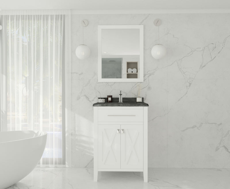 Laviva 313YG319-24W-BW Wimbledon 24" White Bathroom Vanity with Black Wood Marble Countertop