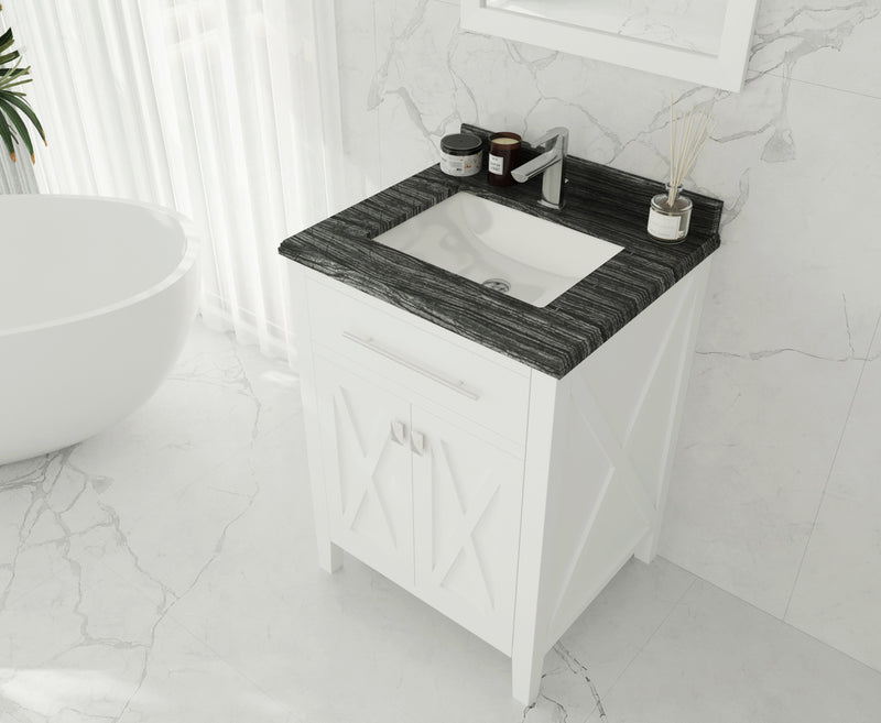 Laviva 313YG319-24W-BW Wimbledon 24" White Bathroom Vanity with Black Wood Marble Countertop