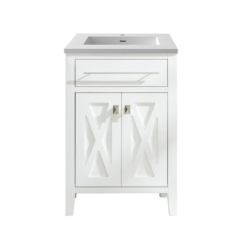 Laviva 313YG319-24W-MW Wimbledon 24" White Bathroom Vanity with Matte White VIVA Stone Solid Surface Countertop