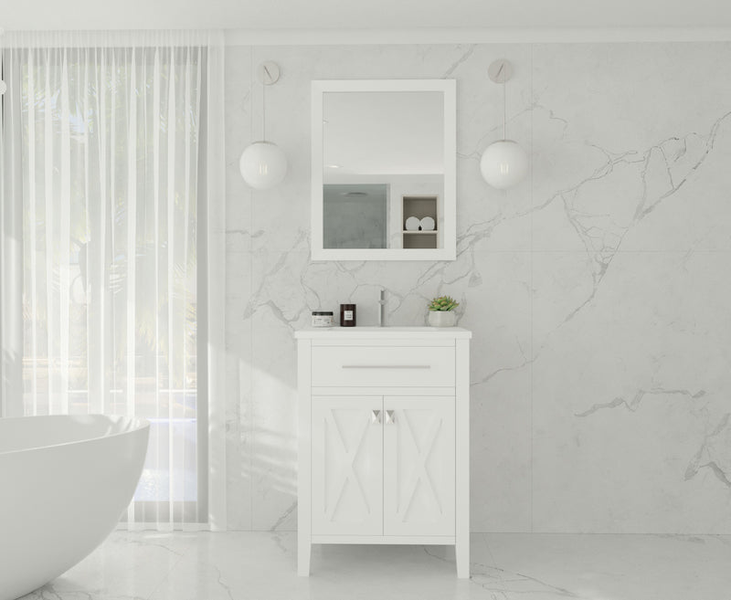 Laviva 313YG319-24W-MW Wimbledon 24" White Bathroom Vanity with Matte White VIVA Stone Solid Surface Countertop