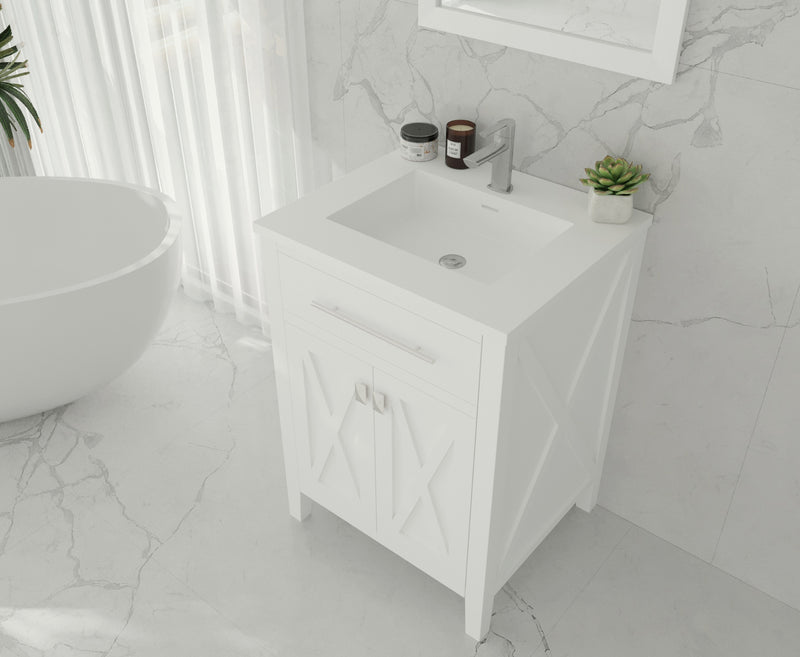 Laviva 313YG319-24W-MW Wimbledon 24" White Bathroom Vanity with Matte White VIVA Stone Solid Surface Countertop