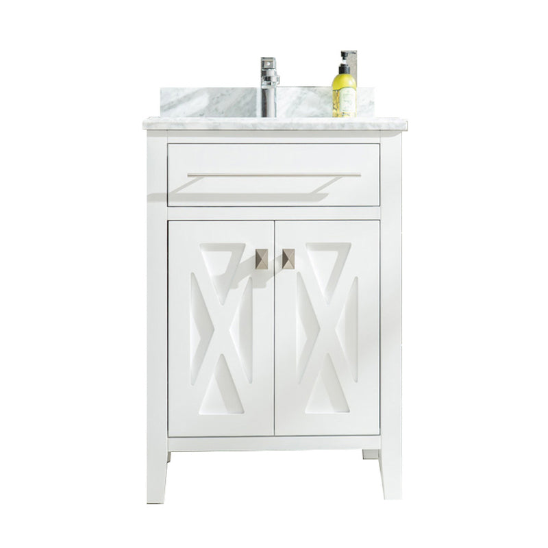 Laviva 313YG319-24W-WC Wimbledon 24" White Bathroom Vanity with White Carrara Marble Countertop