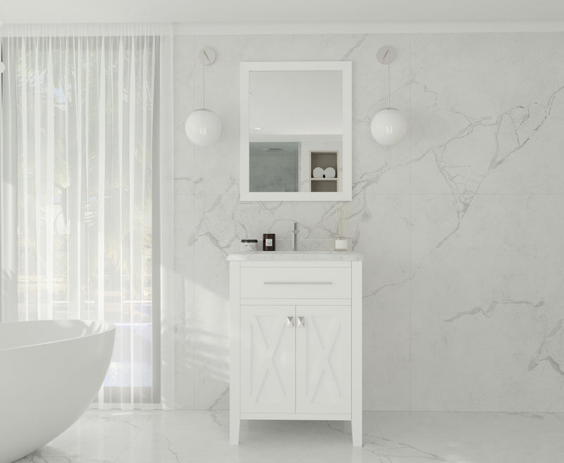 Laviva 313YG319-24W-WC Wimbledon 24" White Bathroom Vanity with White Carrara Marble Countertop
