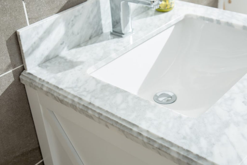 Laviva 313YG319-24W-WC Wimbledon 24" White Bathroom Vanity with White Carrara Marble Countertop