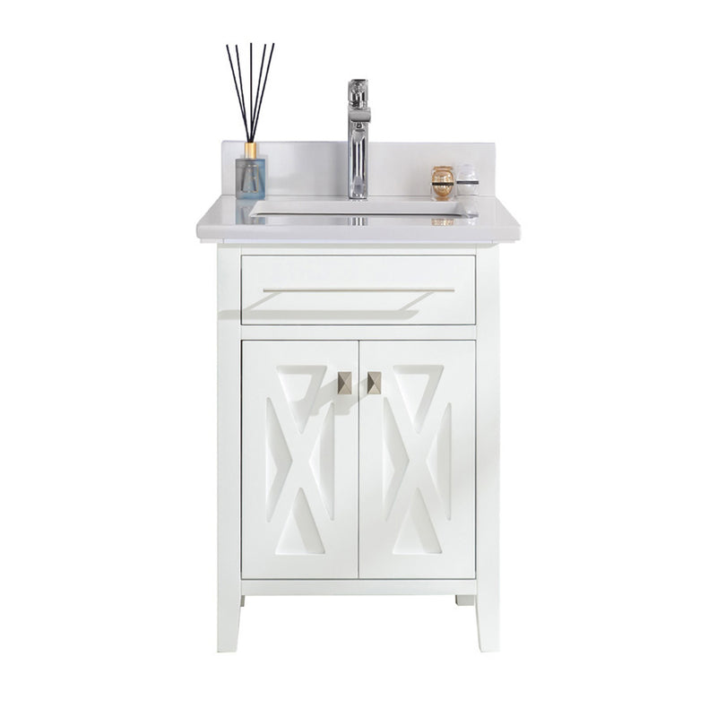 Laviva 313YG319-24W-WQ Wimbledon 24" White Bathroom Vanity with White Quartz Countertop
