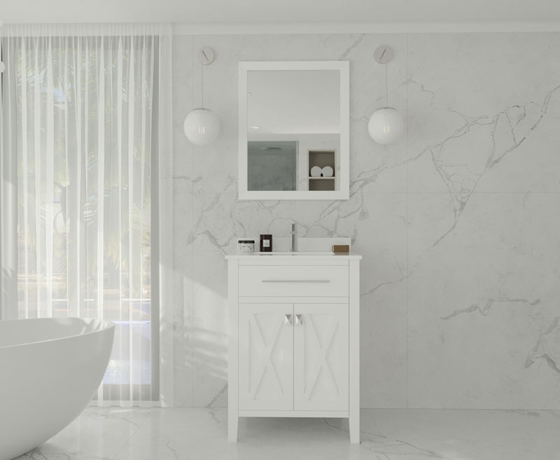 Laviva 313YG319-24W-WQ Wimbledon 24" White Bathroom Vanity with White Quartz Countertop