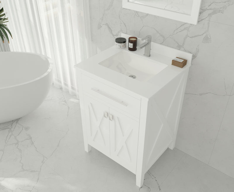 Laviva 313YG319-24W-WQ Wimbledon 24" White Bathroom Vanity with White Quartz Countertop