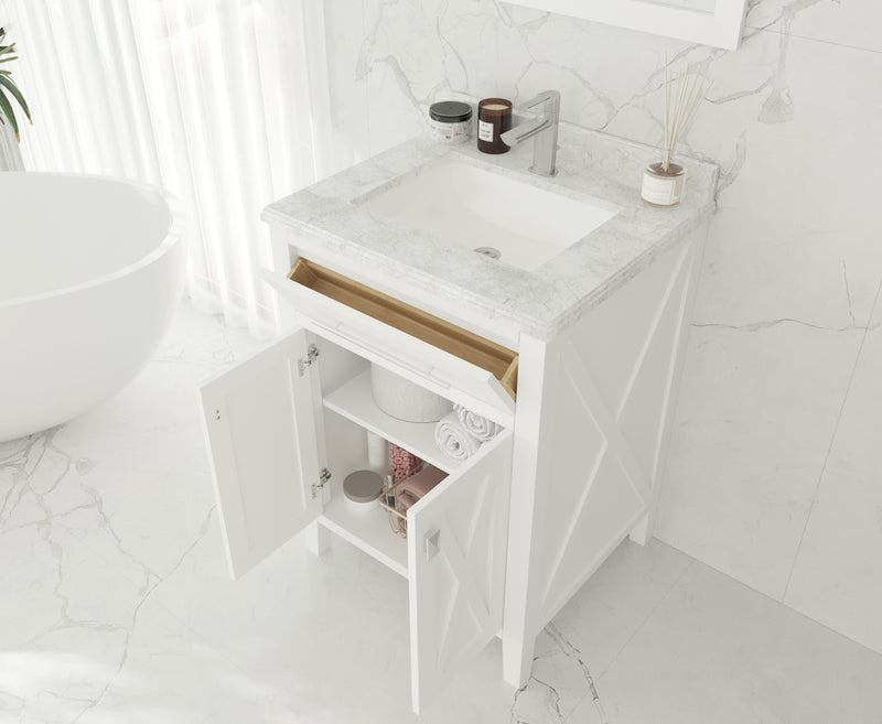 Laviva 313YG319-24W-WQ Wimbledon 24" White Bathroom Vanity with White Quartz Countertop