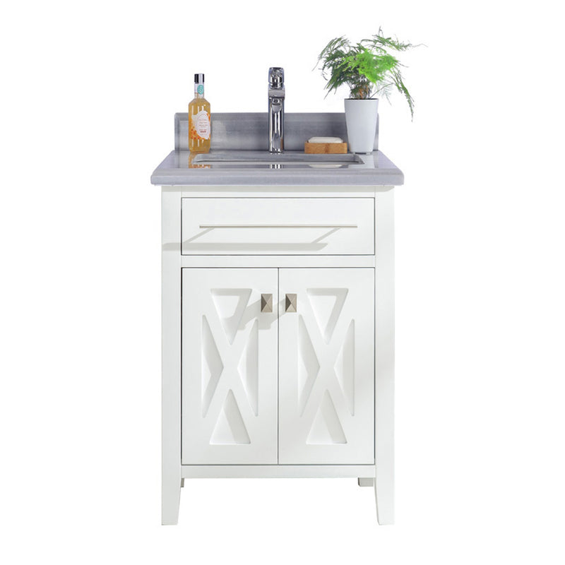 Laviva 313YG319-24W-WS Wimbledon 24" White Bathroom Vanity with White Stripes Marble Countertop