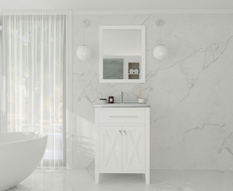 Laviva 313YG319-24W-WS Wimbledon 24" White Bathroom Vanity with White Stripes Marble Countertop - view 2