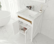 Laviva 313YG319-24W-WS Wimbledon 24" White Bathroom Vanity with White Stripes Marble Countertop - view 8
