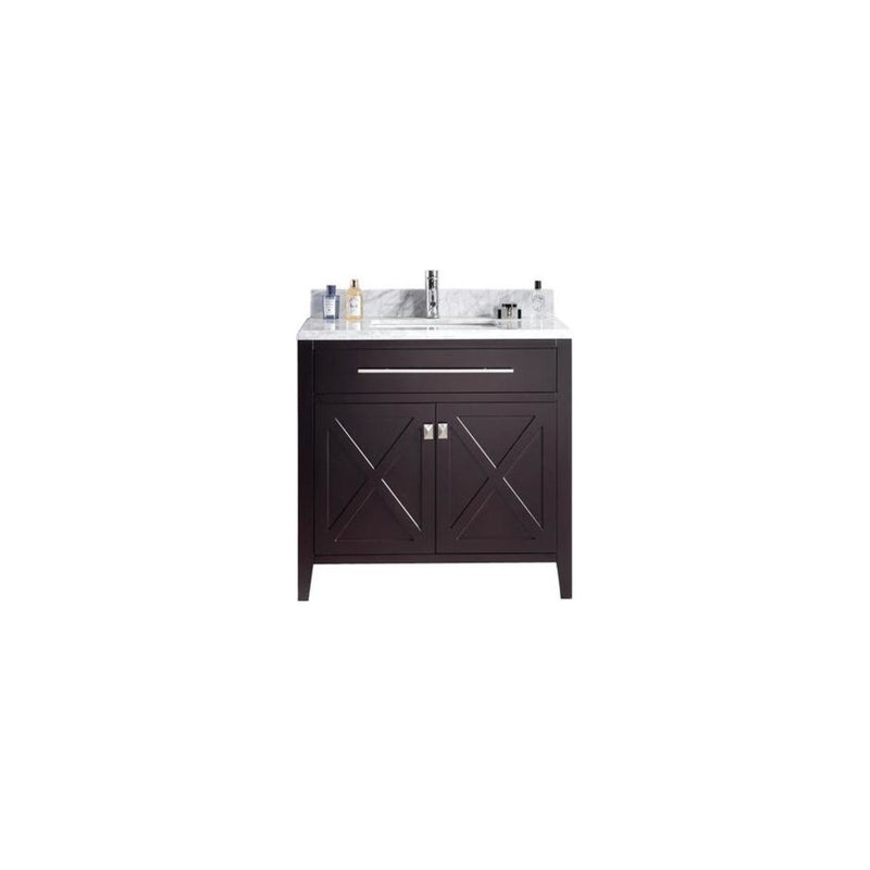 Laviva 313YG319-36B-WC Wimbledon 36" Brown Bathroom Vanity with White Carrara Marble Countertop