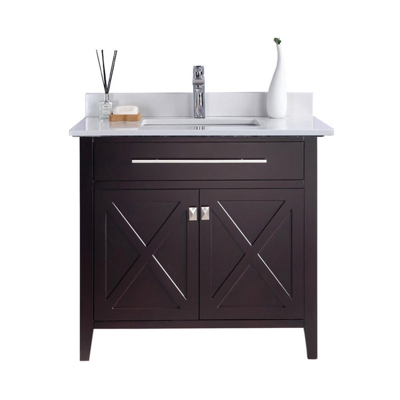 Laviva 313YG319-36B-WQ Wimbledon 36" Brown Bathroom Vanity with White Quartz Countertop