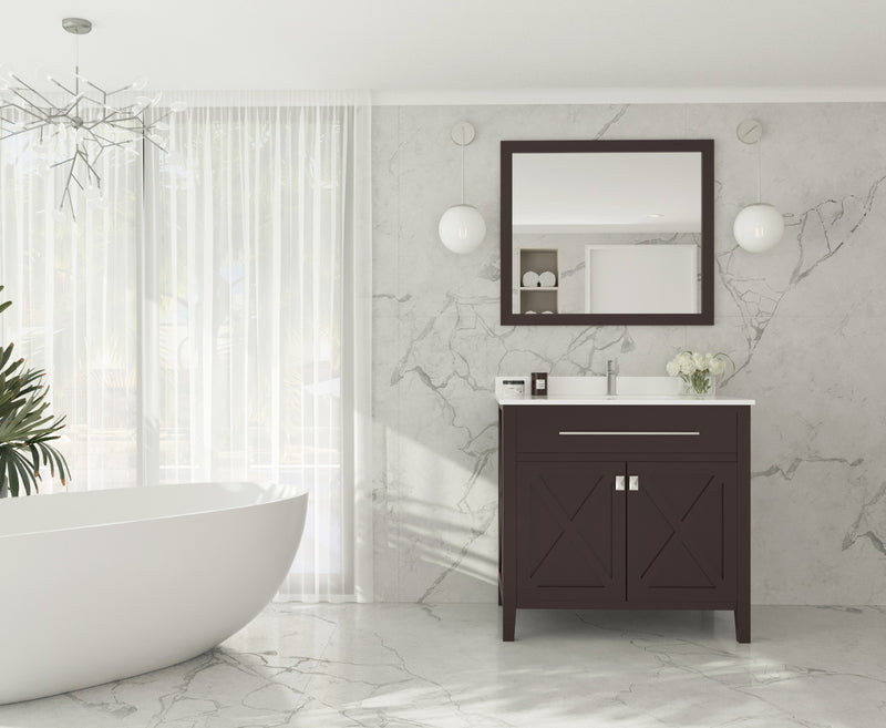 Laviva 313YG319-36B-WQ Wimbledon 36" Brown Bathroom Vanity with White Quartz Countertop