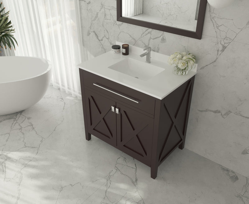 Laviva 313YG319-36B-WQ Wimbledon 36" Brown Bathroom Vanity with White Quartz Countertop