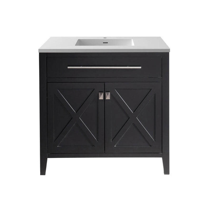 Laviva 313YG319-36E-MW Wimbledon 36" Espresso Bathroom Vanity with Matte White VIVA Stone Solid Surface Countertop