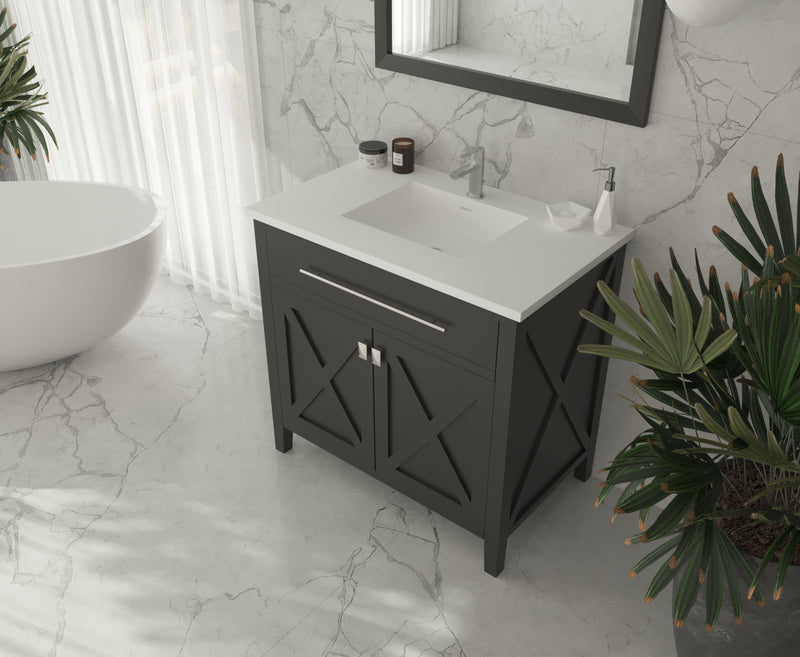 Laviva 313YG319-36E-MW Wimbledon 36" Espresso Bathroom Vanity with Matte White VIVA Stone Solid Surface Countertop