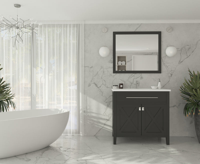 Laviva 313YG319-36E-MW Wimbledon 36" Espresso Bathroom Vanity with Matte White VIVA Stone Solid Surface Countertop