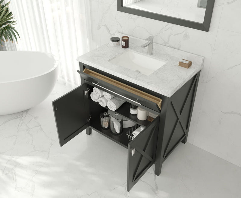 Laviva 313YG319-36E-MW Wimbledon 36" Espresso Bathroom Vanity with Matte White VIVA Stone Solid Surface Countertop