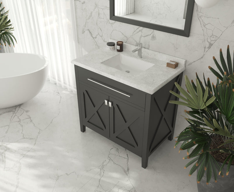 Laviva 313YG319-36E-WC Wimbledon 36" Espresso Bathroom Vanity with White Carrara Marble Countertop