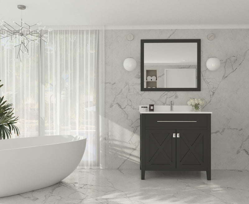 Laviva 313YG319-36E-WQ Wimbledon 36" Espresso Bathroom Vanity with White Quartz Countertop