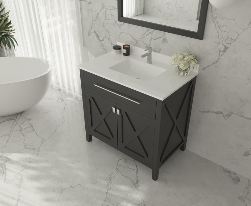 Laviva 313YG319-36E-WQ Wimbledon 36" Espresso Bathroom Vanity with White Quartz Countertop