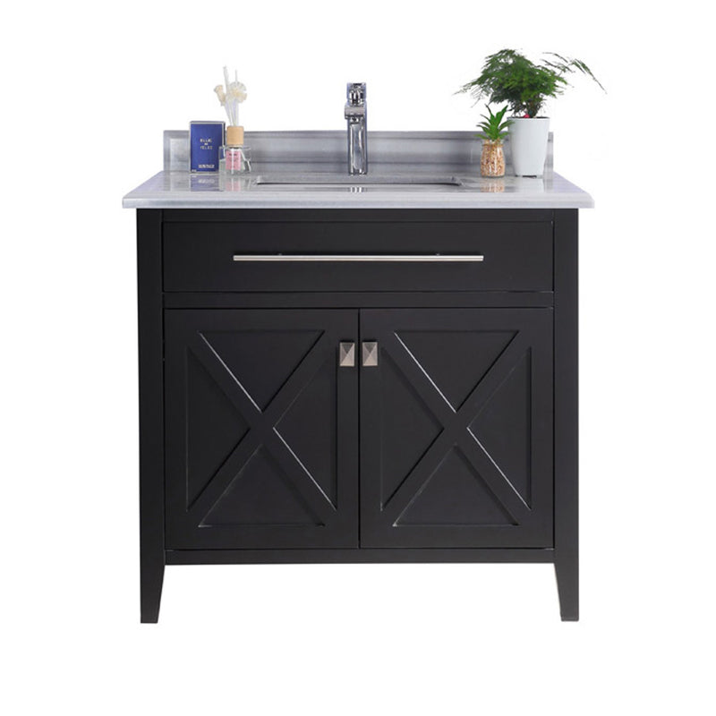 Laviva 313YG319-36E-WS Wimbledon 36" Espresso Bathroom Vanity with White Stripes Marble Countertop