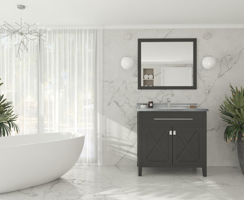 Laviva 313YG319-36E-WS Wimbledon 36" Espresso Bathroom Vanity with White Stripes Marble Countertop