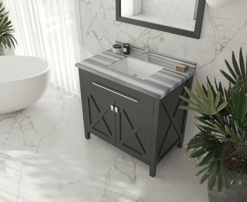 Laviva 313YG319-36E-WS Wimbledon 36" Espresso Bathroom Vanity with White Stripes Marble Countertop
