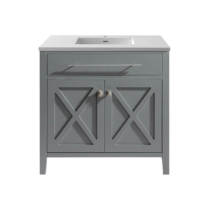 Laviva 313YG319-36G-MW Wimbledon 36" Grey Bathroom Vanity with Matte White VIVA Stone Solid Surface Countertop