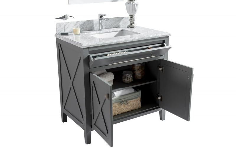 Laviva 313YG319-36G-MW Wimbledon 36" Grey Bathroom Vanity with Matte White VIVA Stone Solid Surface Countertop